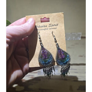 NEW Handcrafted Multicolor Beads Threaded Peruvian Boho Teardrop Dangle Earrings